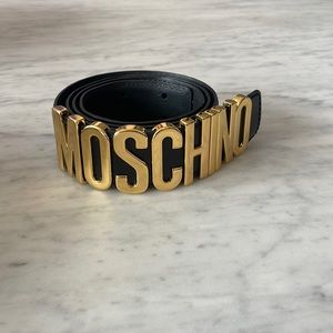 Moschino logo-plaque belt